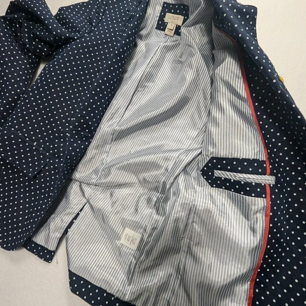 J. Crew Blazer Polka Dot Navy Blue size 00